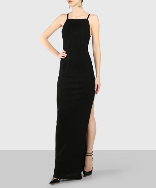 Side-slit maxi dress in black | Premium 