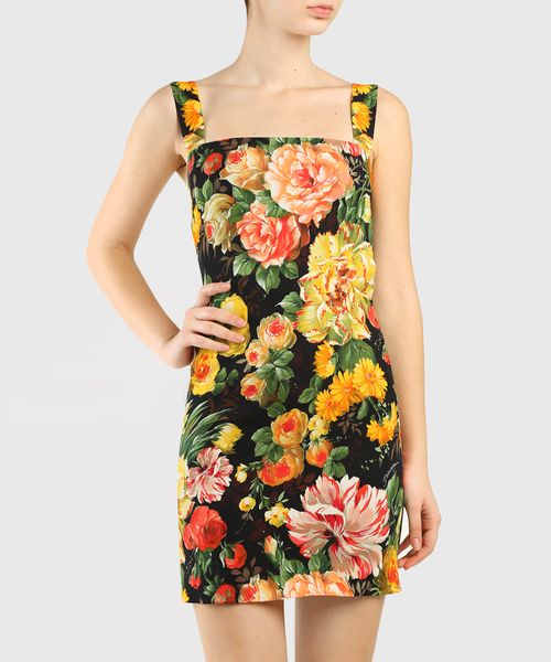 Multicolor mini dress with floral print 