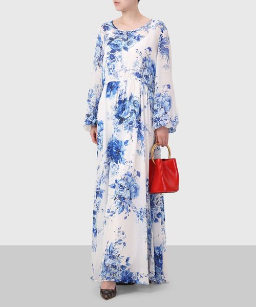 Flower printed maxi dress in white 
