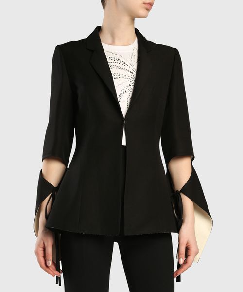 Asymmetric sleeve blazer in black | Premium Outlet